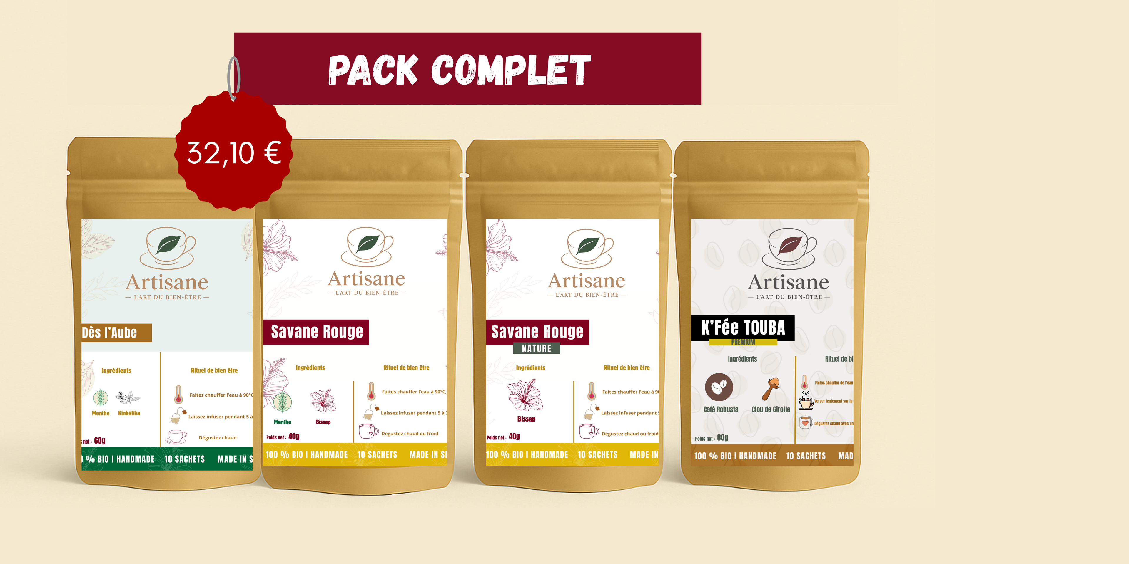 Pack Complet (4 x 10 sachets) - ARTISANE
